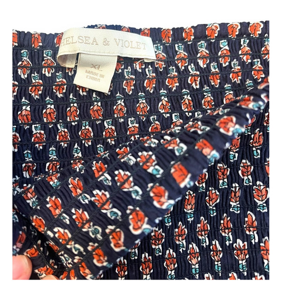 Chelsea & Violet Foulard Stamp Print Smocked Yoke Tiered Ruffle Mini Skirt | XL - Picture 9 of 11